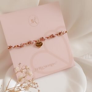 Pulsera Cristal Corazón Borgoña