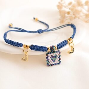Pulsera Corazones Entrelazados Azul