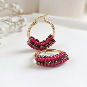 Argollas Constanza Mini -Tejido Tubular Borgoña